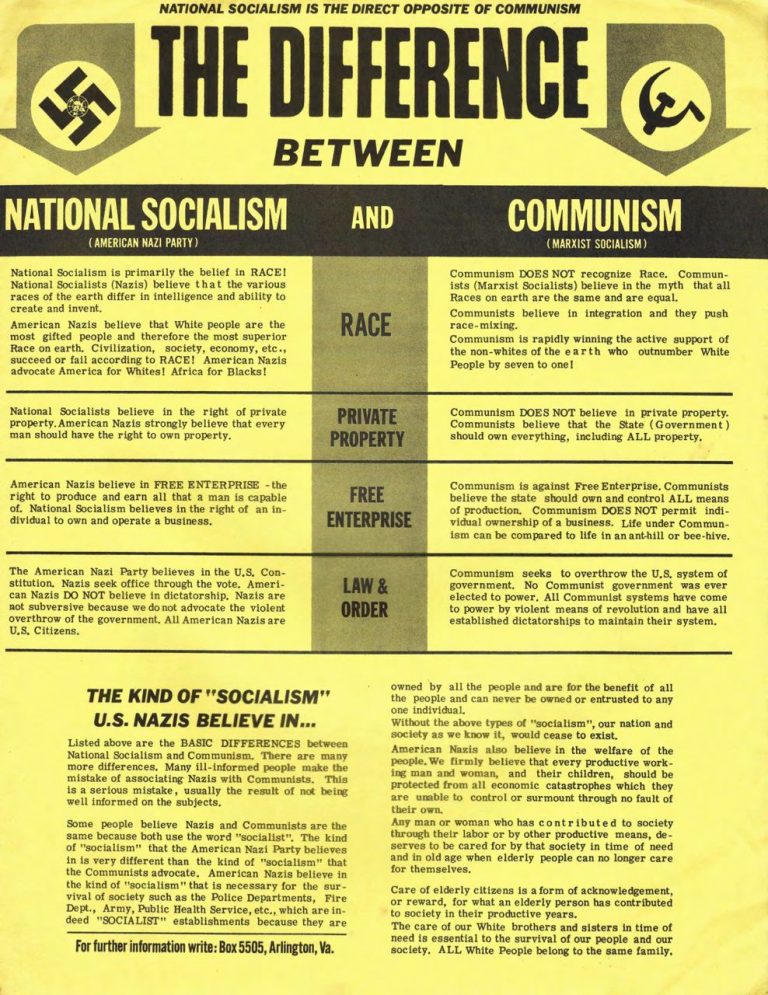 American nazi party the difference between national socialism and